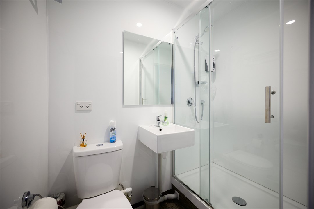 Family room private bathroom across the hallway