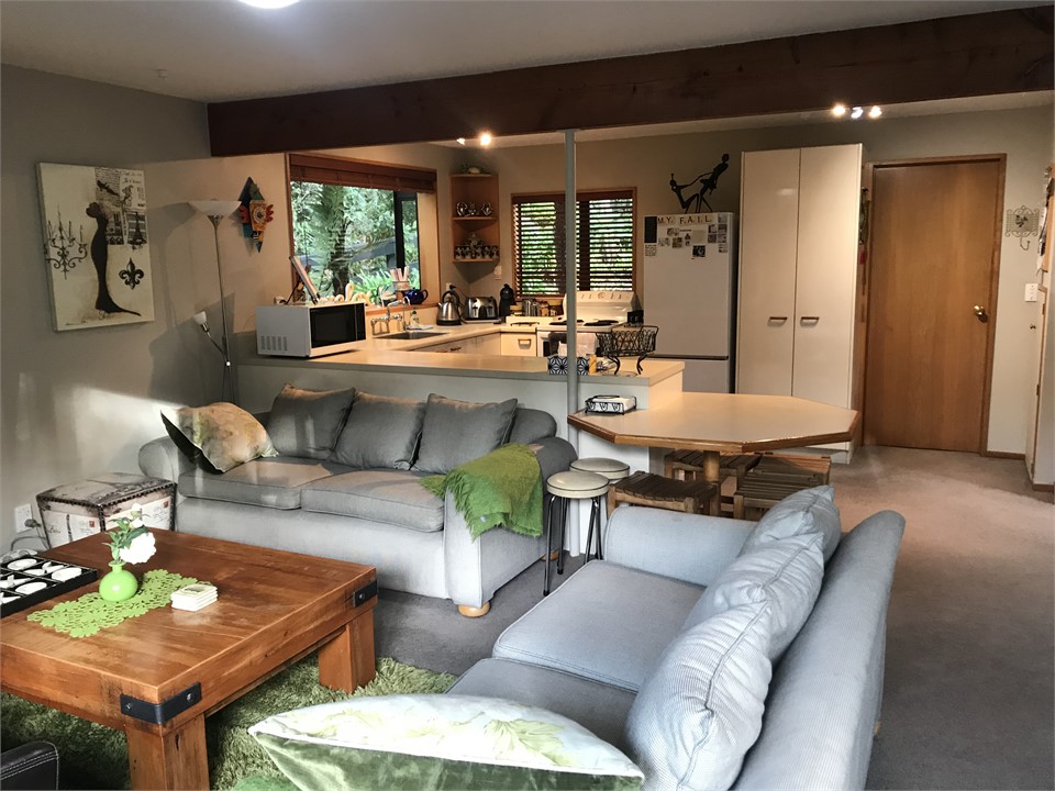 Lounge with open plan kitchen