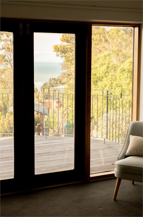 Master bedroom deck with a view