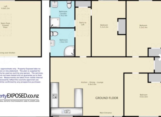 Layout of cottage with roomy loft upstairs include