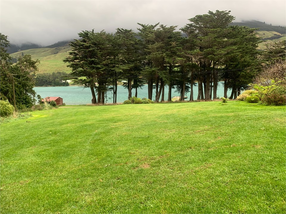 View from Kina Hut deck. Kotare Quarters is at the