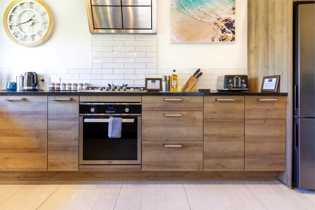 Large modern kitchen with plenty of bench space an