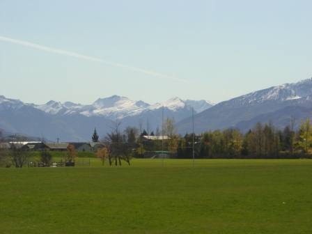 uninterrupted  mountain views and playing field ad