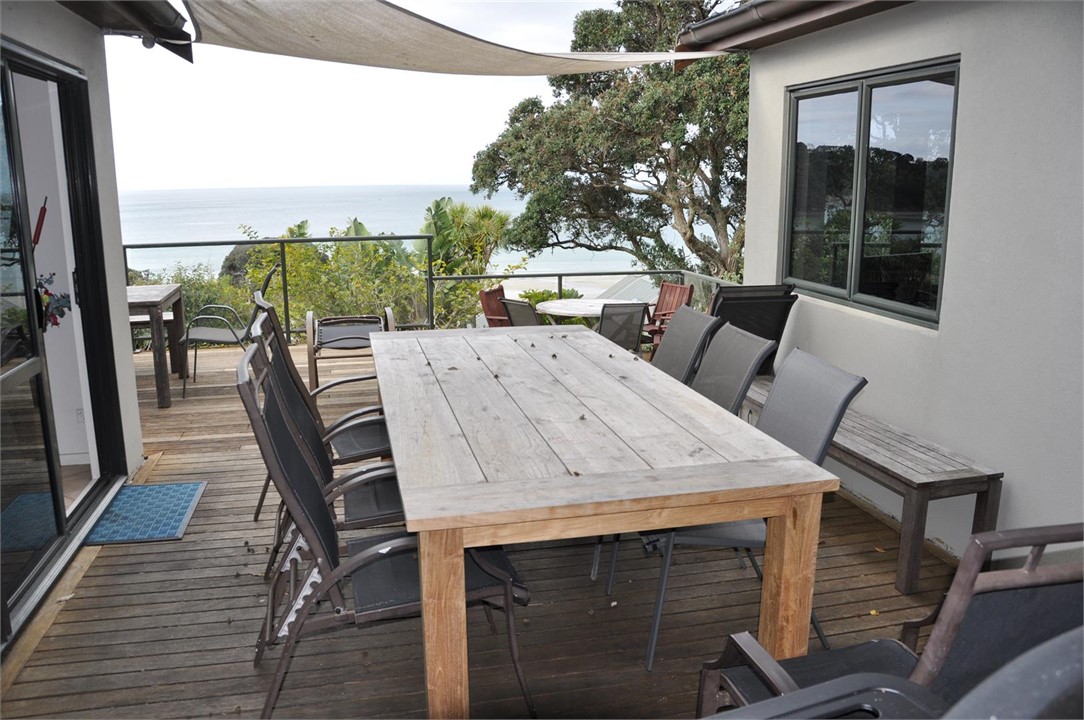 large table on the deck