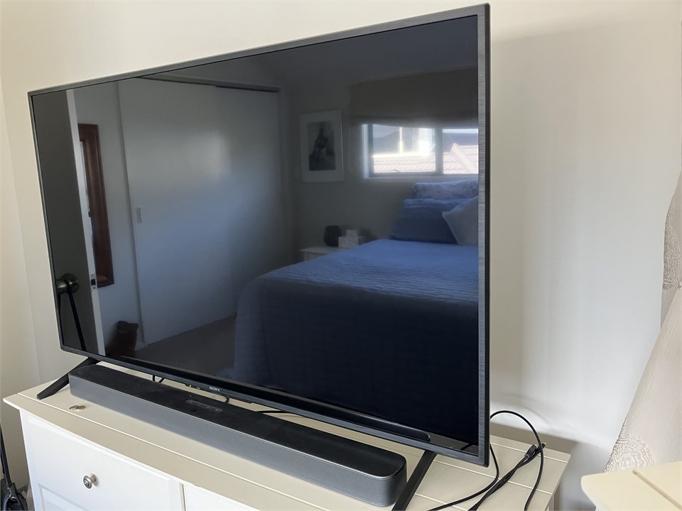 Master bedroom smart TV with sound bar