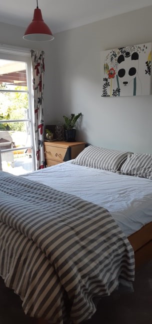 Bedroom 2 with Queen size Bed + french doors onto