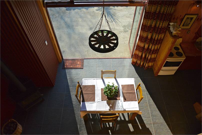 Looking down onto the dining area.