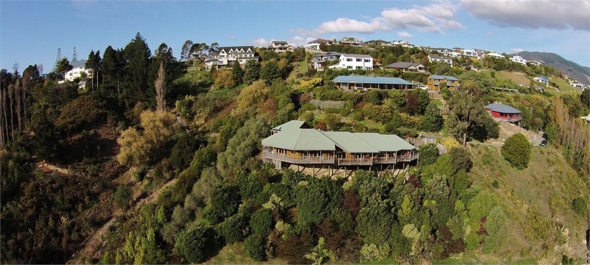 Aerial view of Tasman Vista - Nelson Holiday Home
