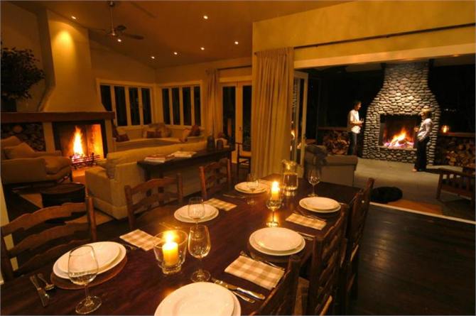 dining room, sitting room and outside fireplace