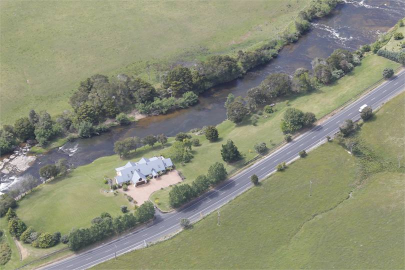 View of Lodge and river from above