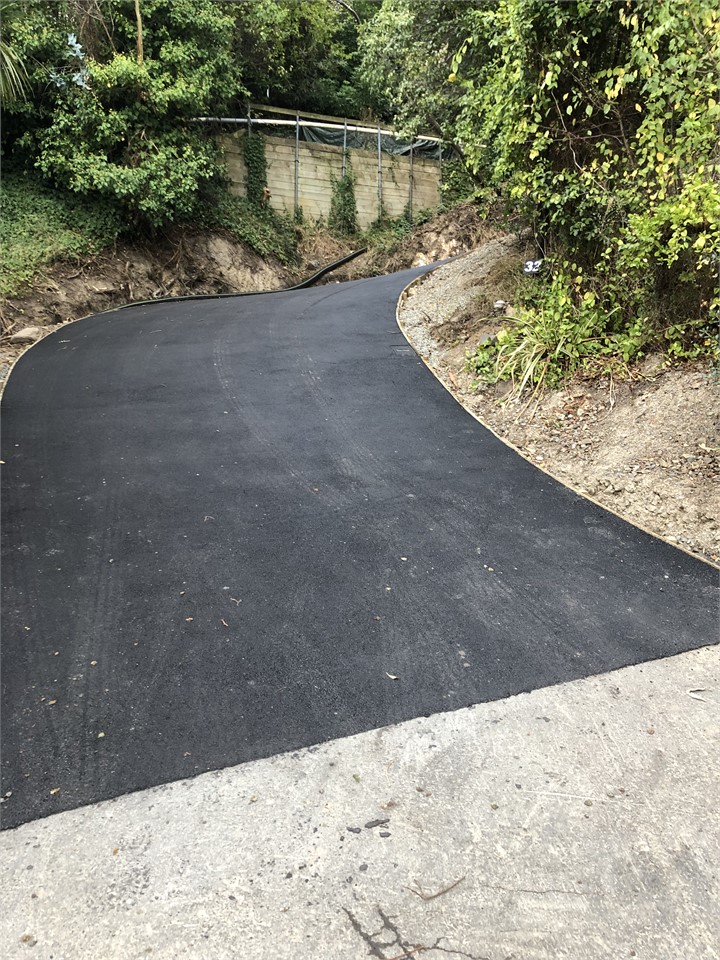 Recently sealed driveway