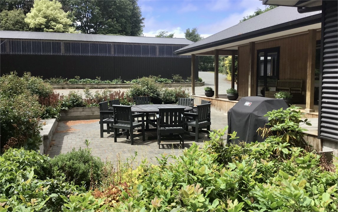 The main building and outdoor area