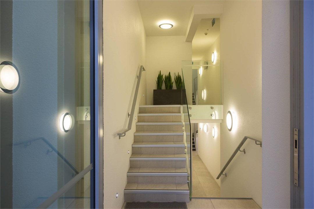 Stairway access from the street or lift access