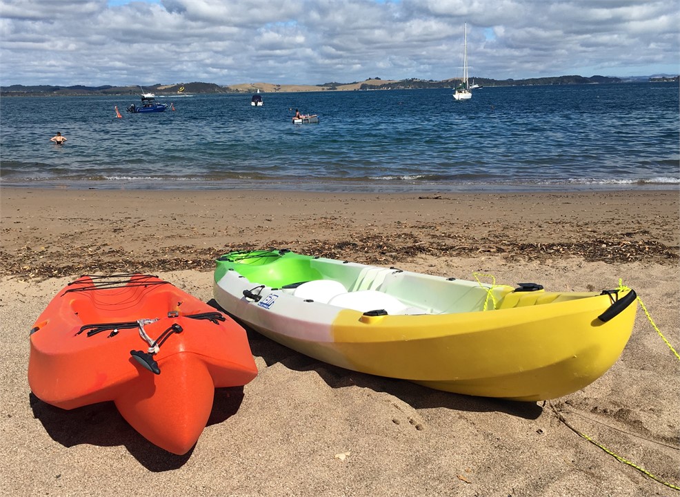 Double and single kayak plus a Dinghy