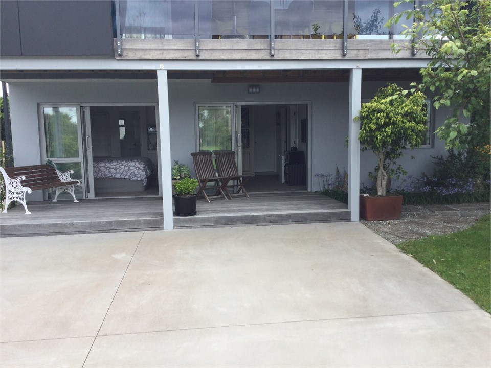 Looking front on with ranch sliders open