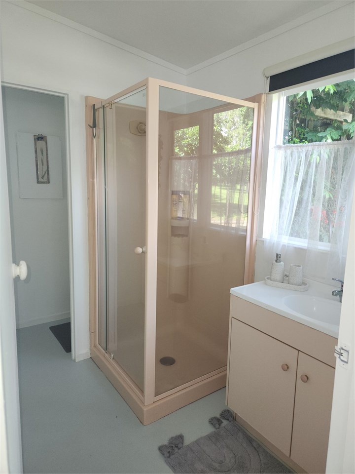 Bathroom - shower, vanity and toilet