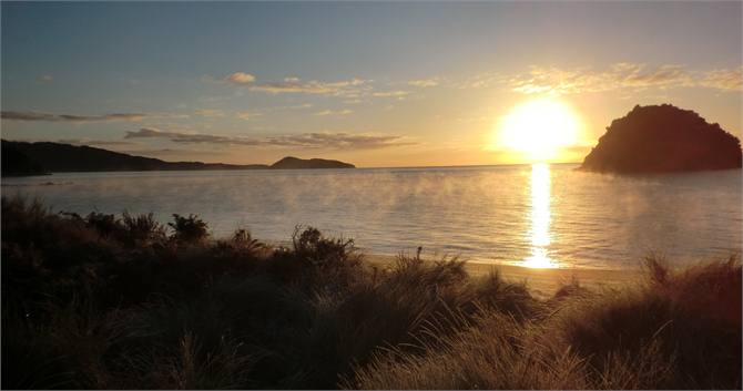 Cottages on beach edge