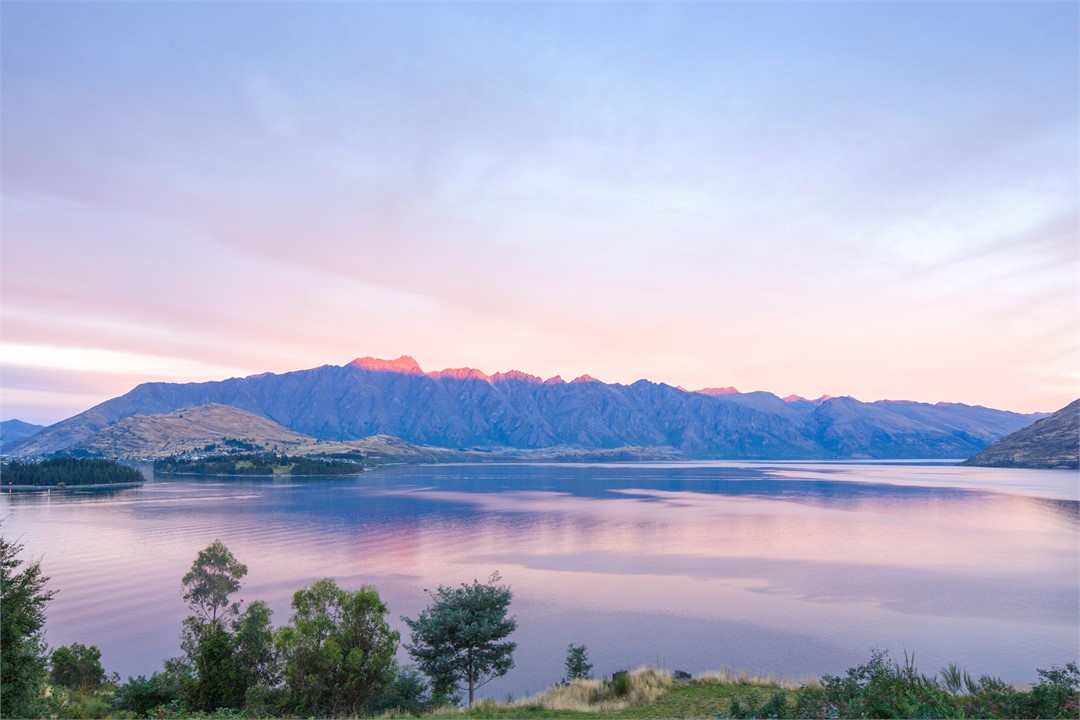 Mountain and lake views from deck of the villa
