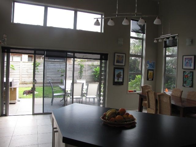 open plan dining - kitchen area with great outdoor