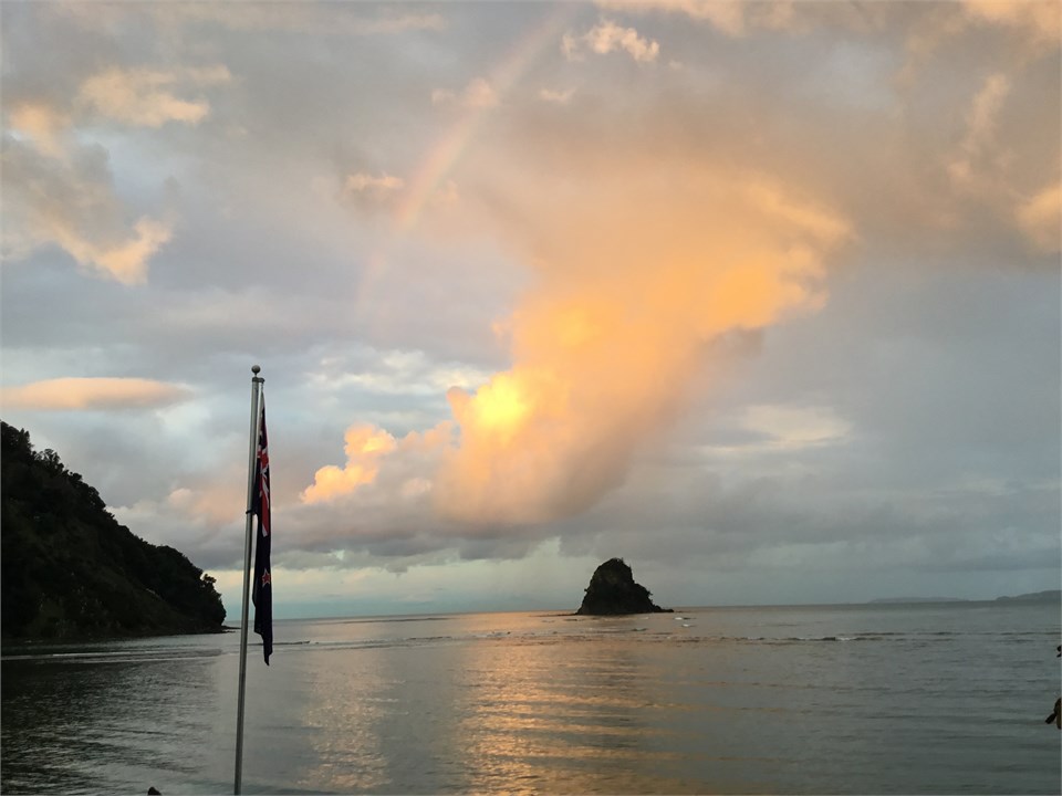 Another view with sunset colouring the clouds