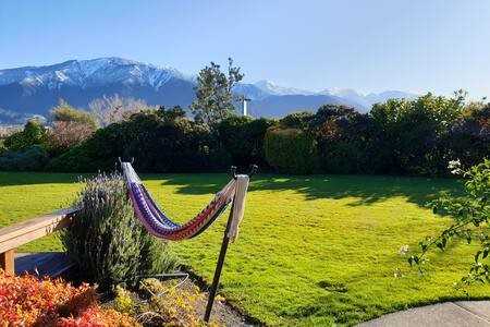 One of the two person hammocks with mountain views