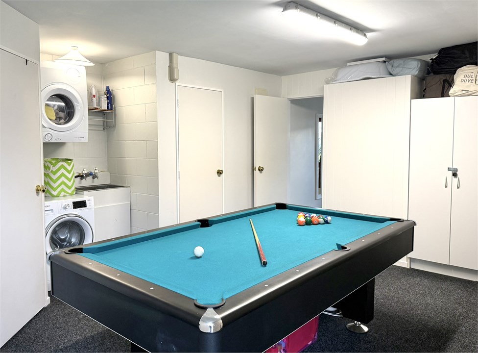 Pool table in the garage