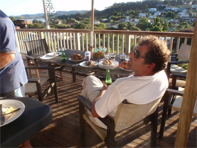 Dinner on the deck enjoying the Sun