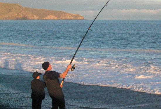 fishing off the beach