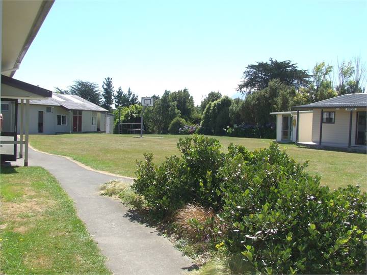 the campground with the lodge to the right