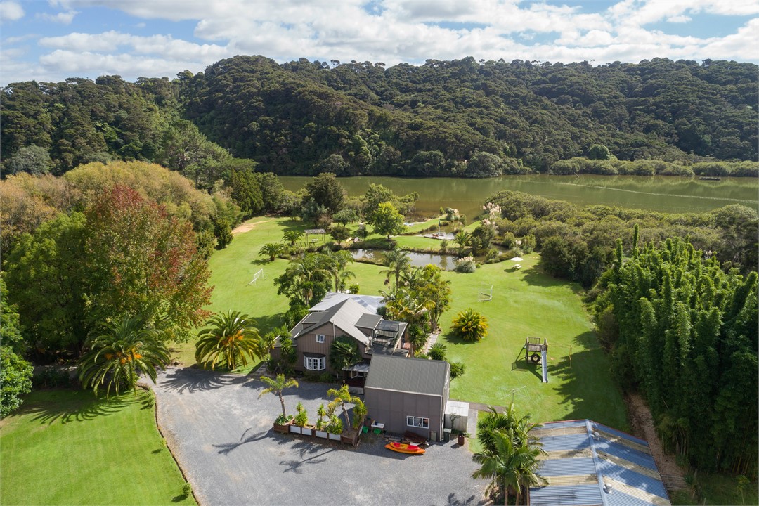 Aerial view of carpark area to river