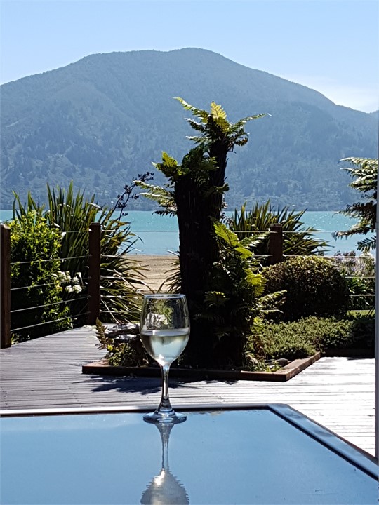 Enjoying a wine on a perfect Sounds day...mmn