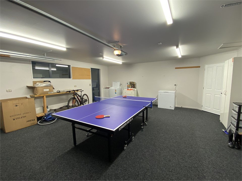 Table tennis table in double garage