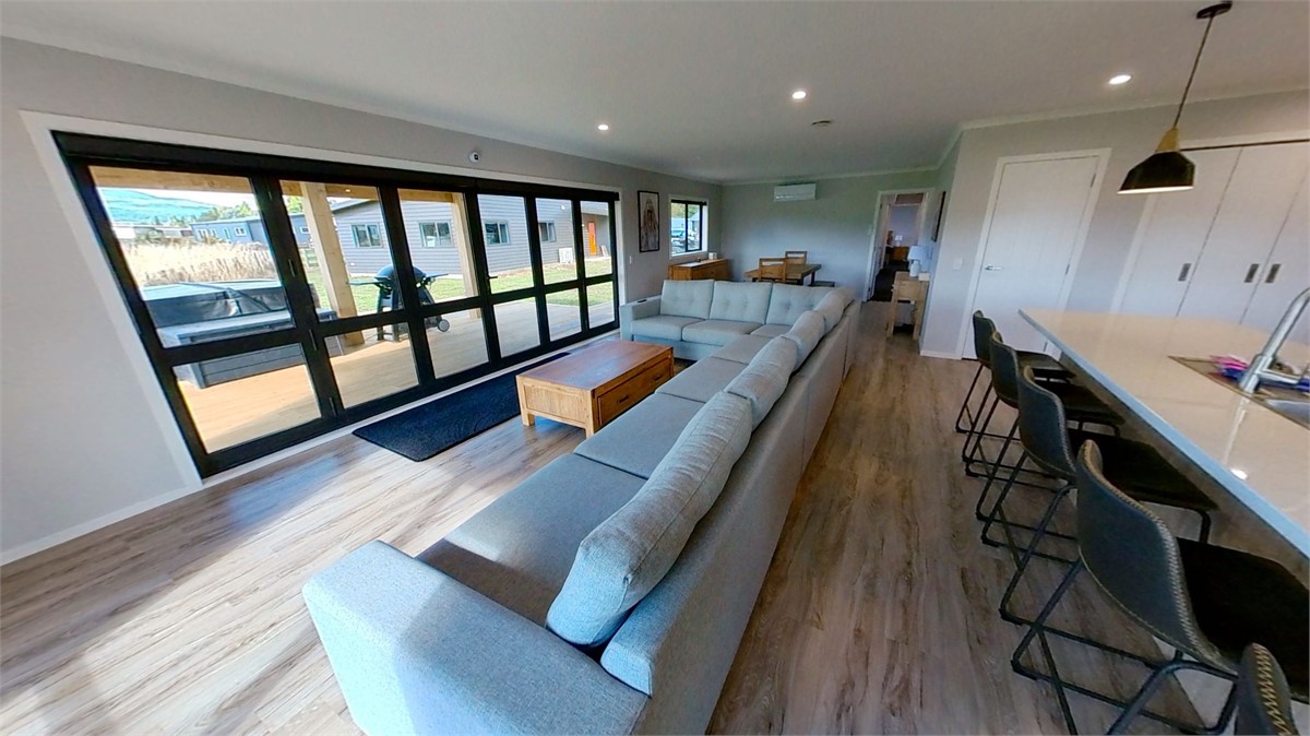 Living to Dining and Big Bifold doors to deck and 
