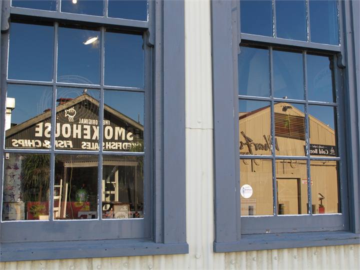 with shops and restaurants in the village