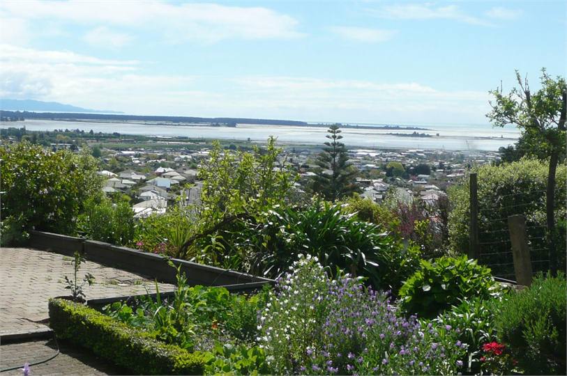 View across Richmond to Tasman Bay from cottage