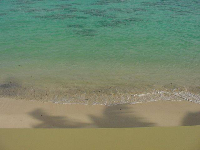 Sea lapping on beach edge within reach