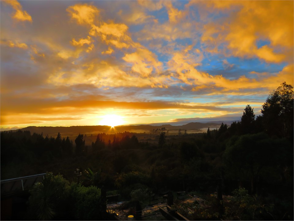View from the window at sunrise