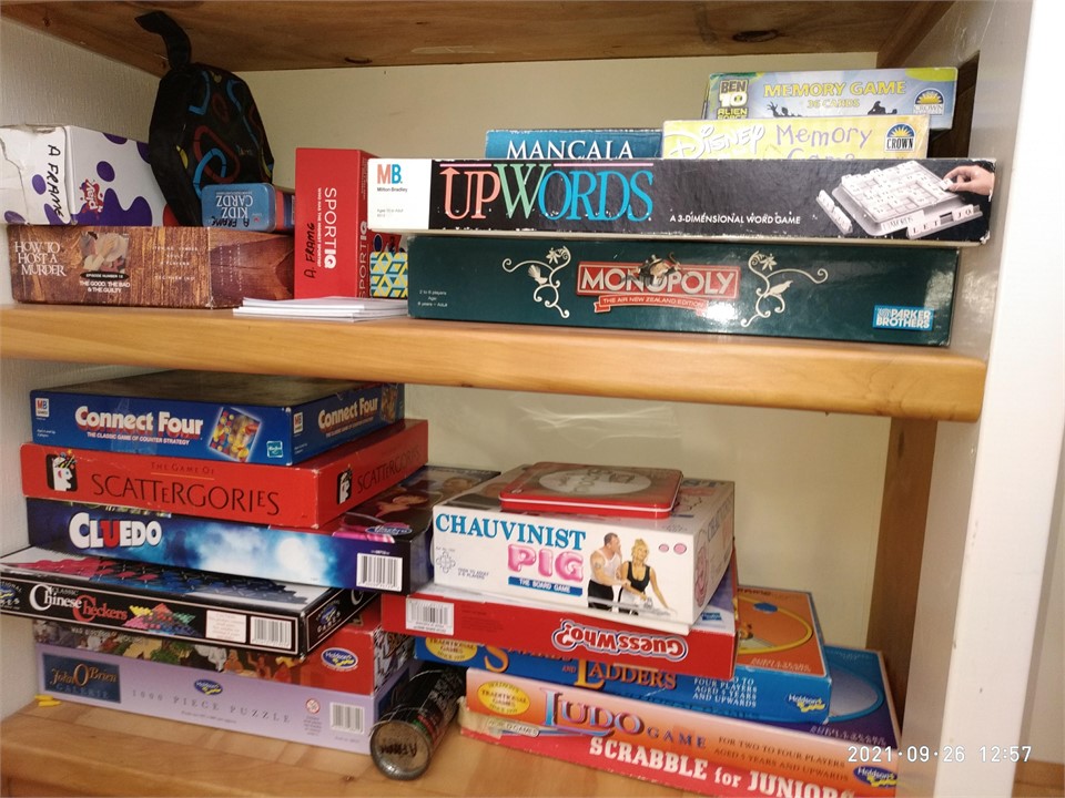 Heaps of board games for all ages.