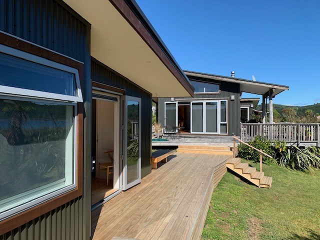 view from outside studio back towards bach