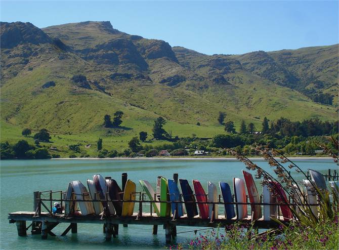Boats stacked at Purau. Moananui is in cente of ba