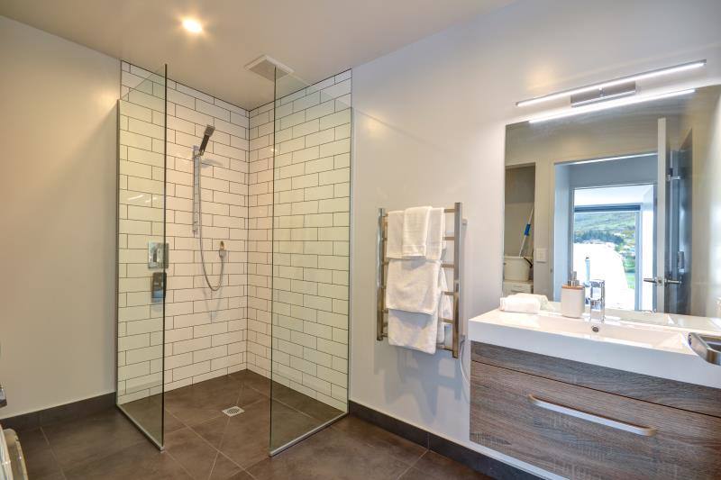 Large shower with toilet