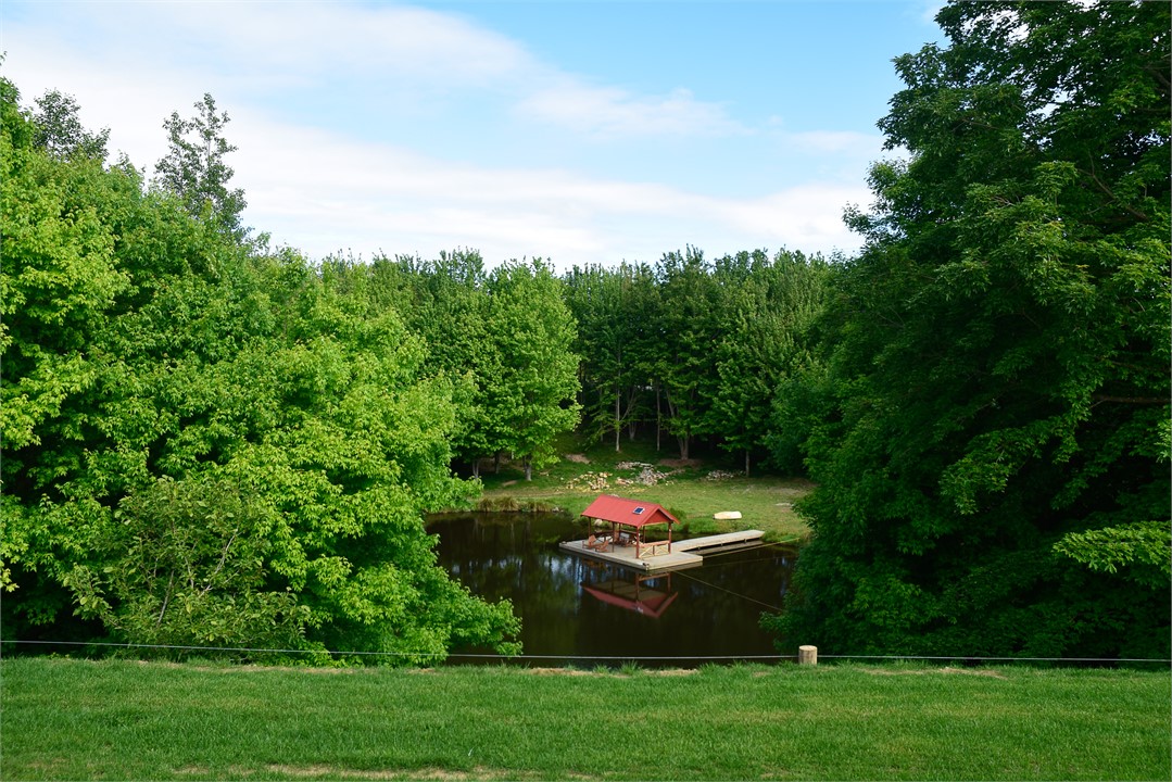 Looking down from the house to the floating dock
