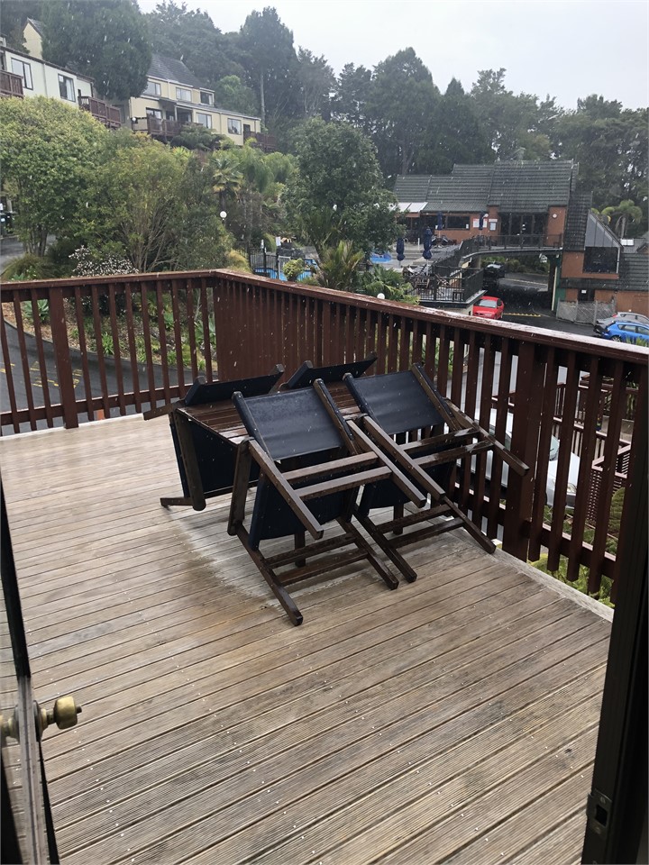 Outdoor area overlooking the pool complex
