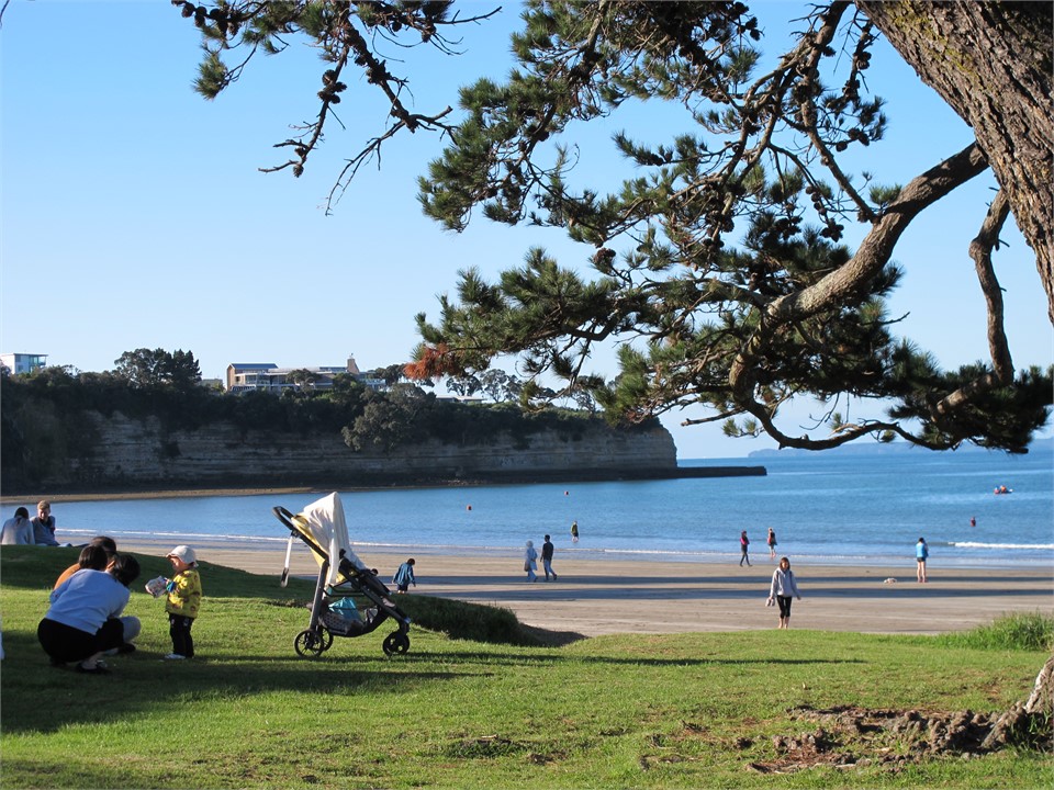 Local Browns Bay beach & Village