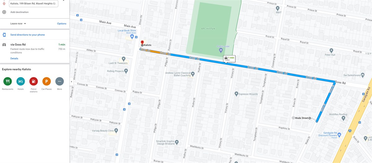 Map to Kalisto Coffee Shop