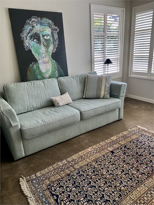 Study library with queen sized sofa bed