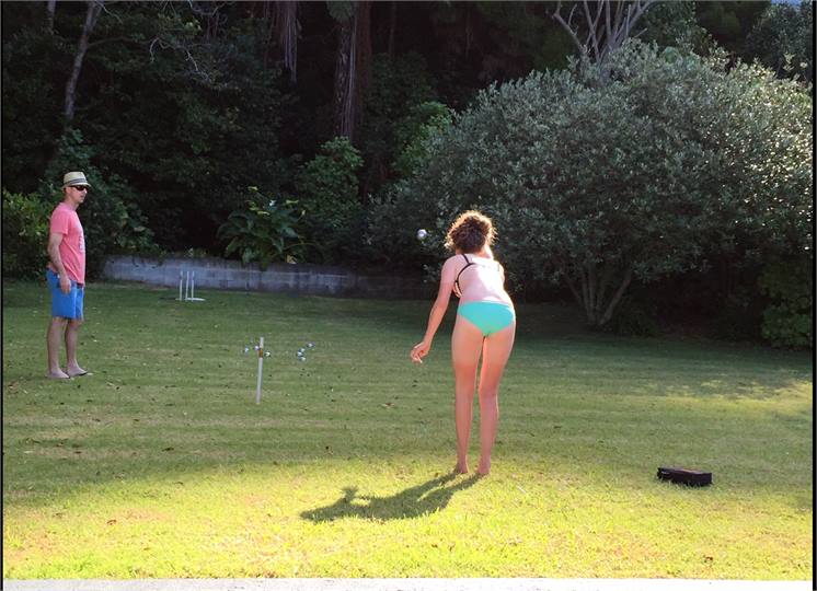 Petanque at the end of hot summer day