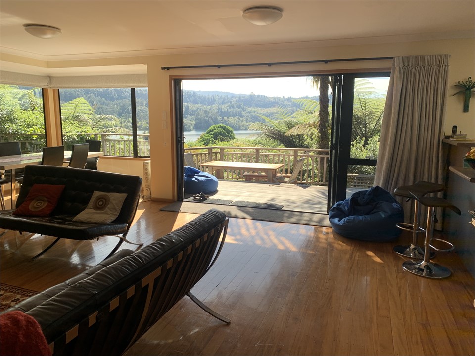 Open plan lounge, dining and kitchen.