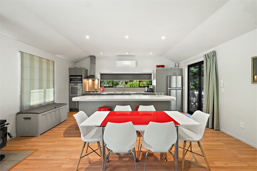 The kitchen and dining is light and spacious.