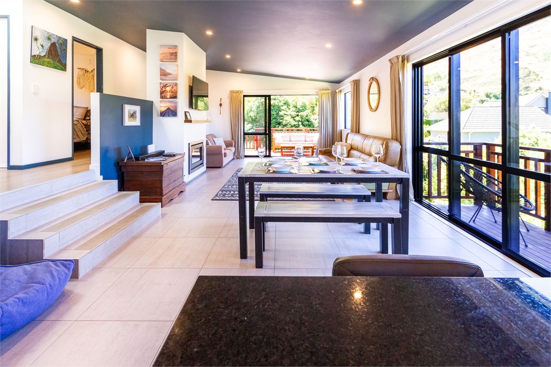 Open-plan kitchen, living & dining area